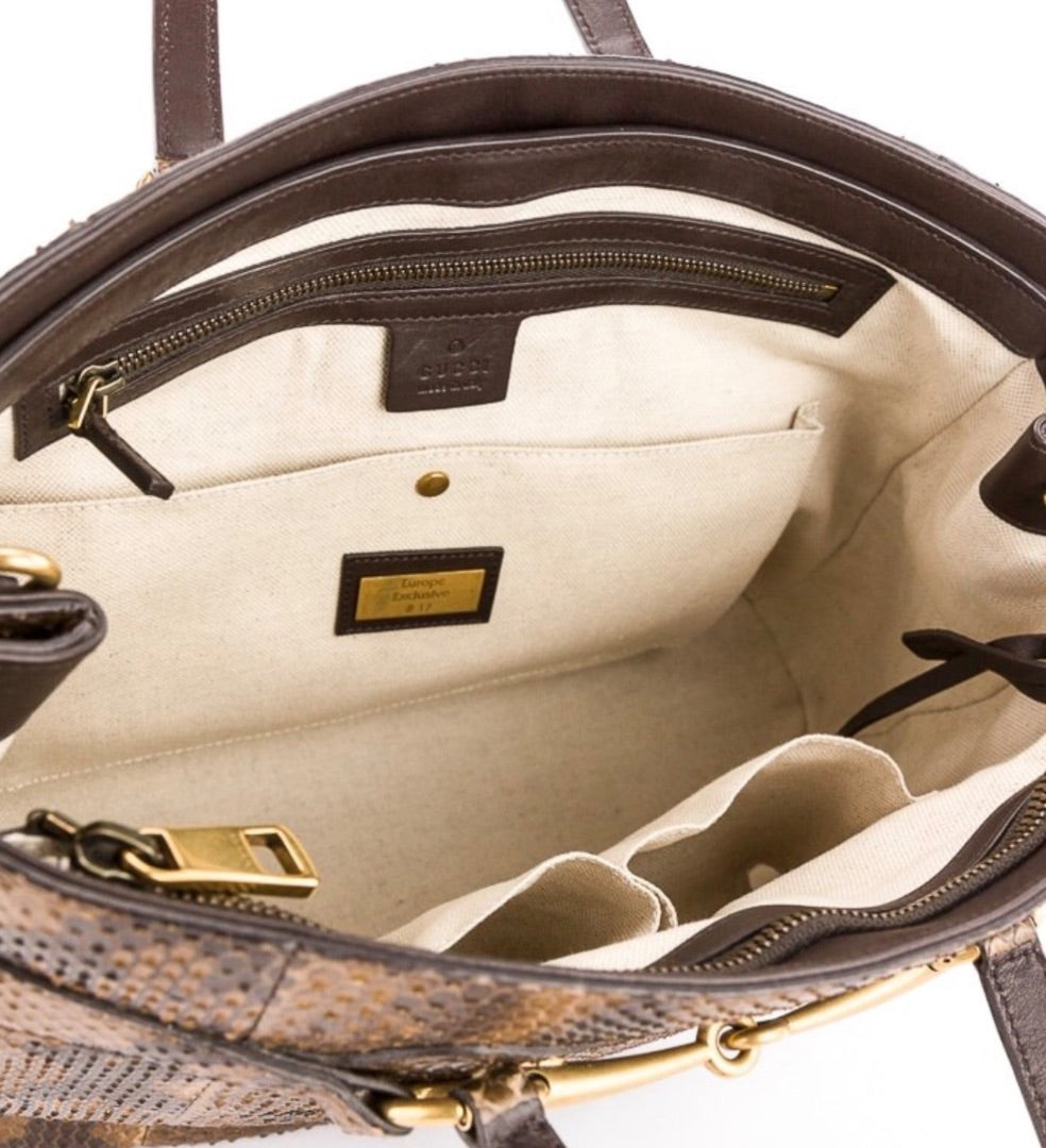 Gucci Horsebait Python Tote
