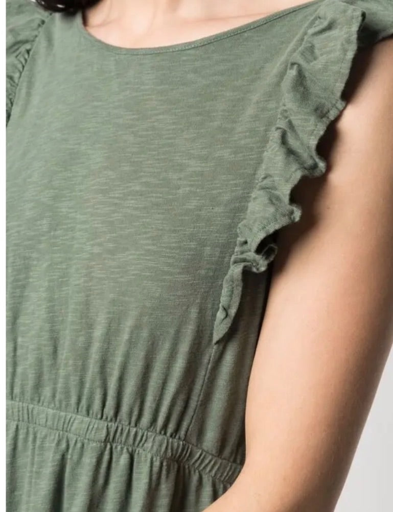 Ba&sh Voyce Ruffle Trim Midi Dress