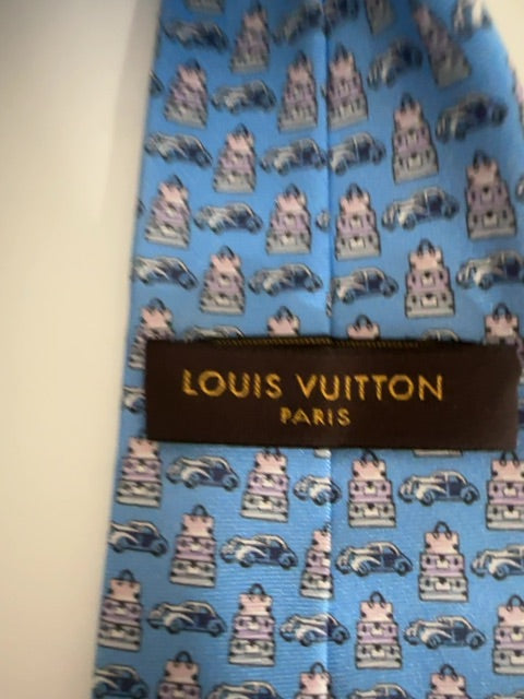 Louis Vuitton Silk Tie with Classic Cars