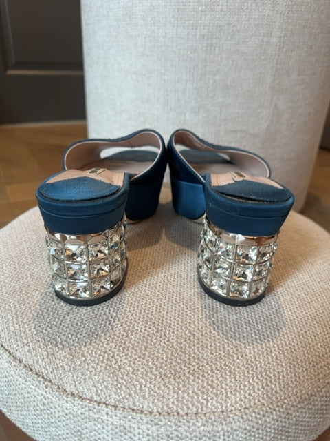 Miu Miu Satin Heels with Rhinestones