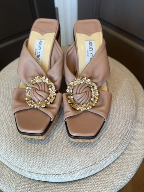 Jimmy Choo Nevara leather wedge sandals