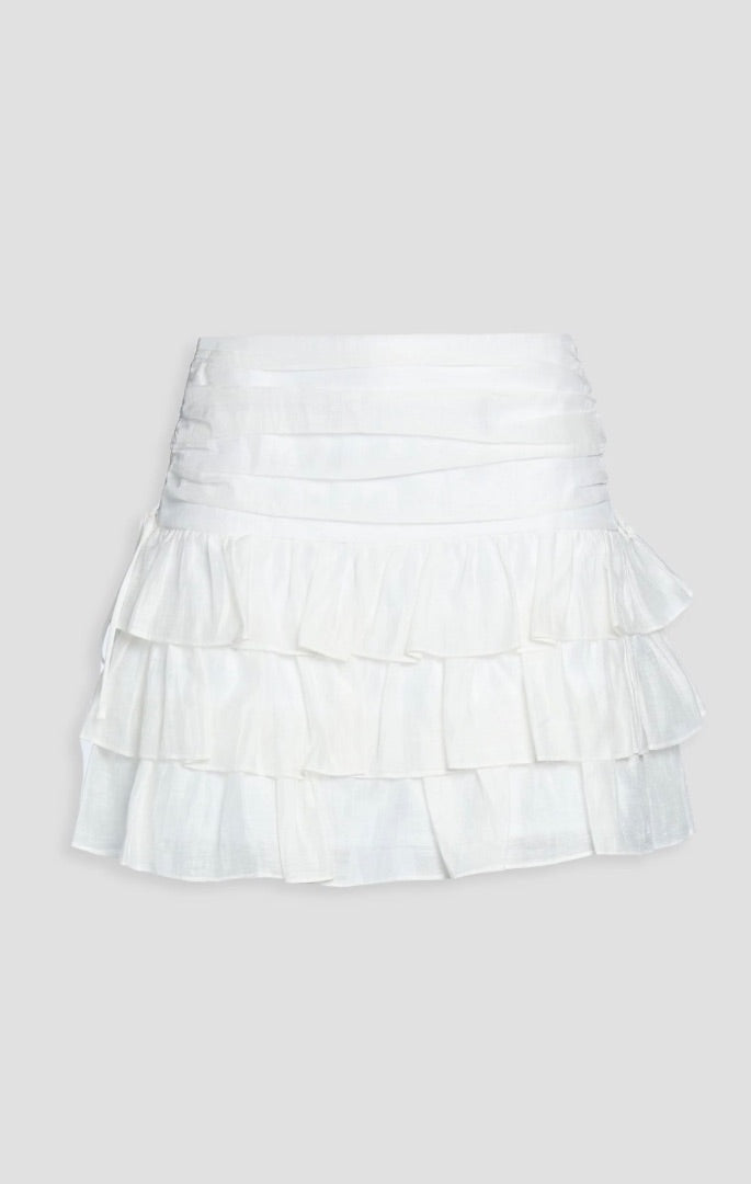 Sandro Tiered linen blend skirt