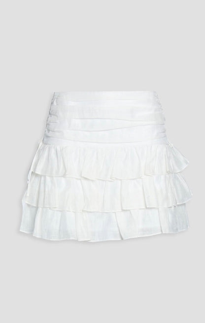 Sandro Tiered linen blend skirt