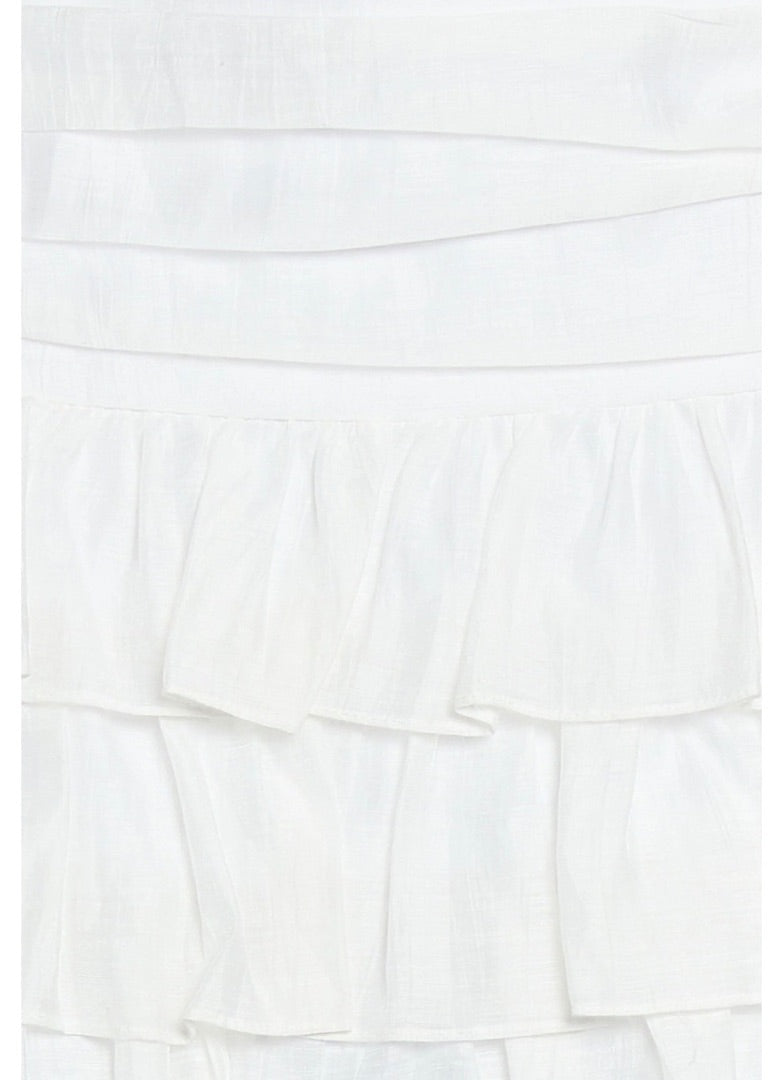 Sandro Tiered linen blend skirt