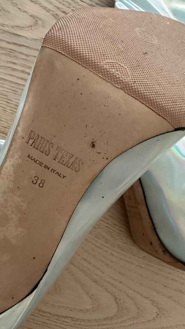 Paris Texas Silver Iridescent Heeled Boots