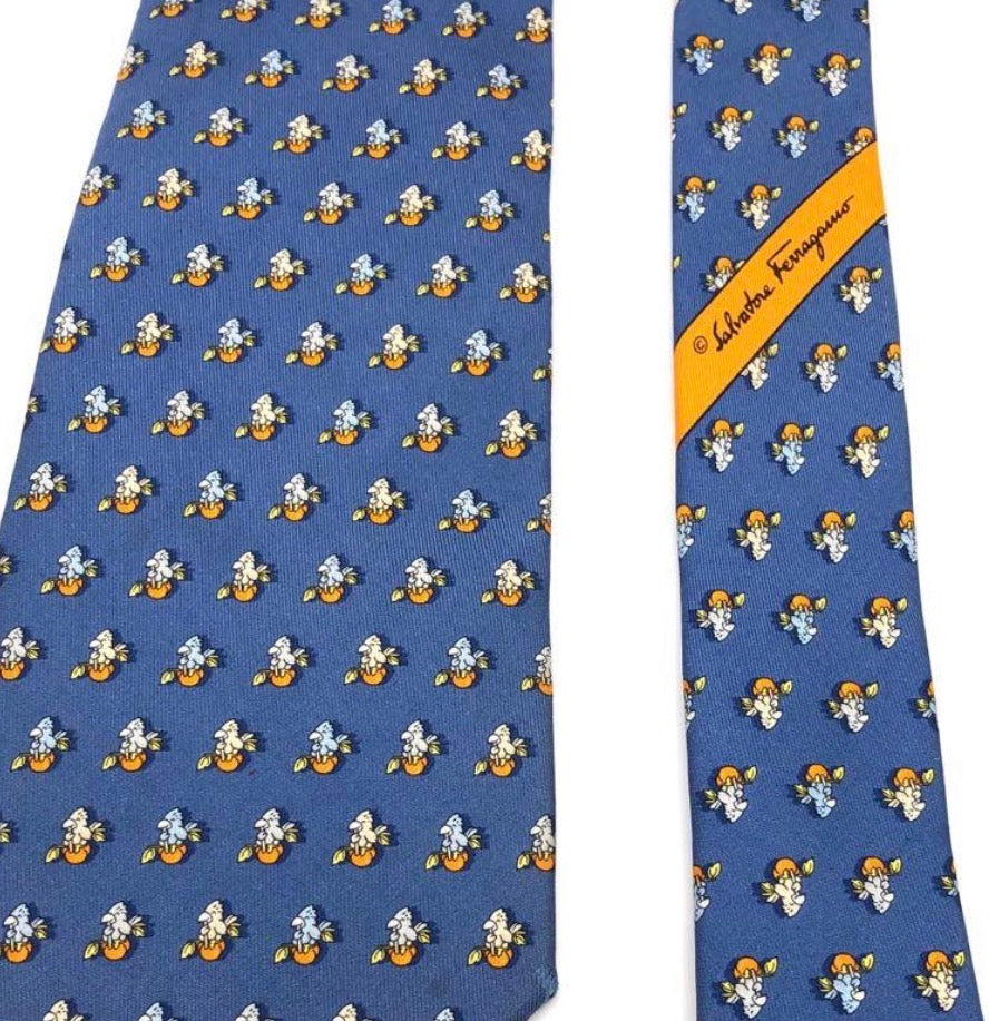 Ferragamo Silk Tie with little birds