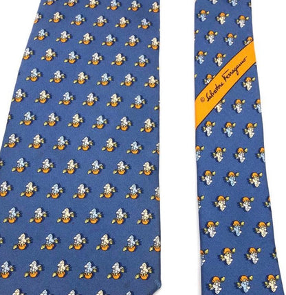 Ferragamo Silk Tie with little birds