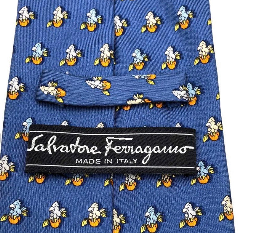 Ferragamo Silk Tie with little birds