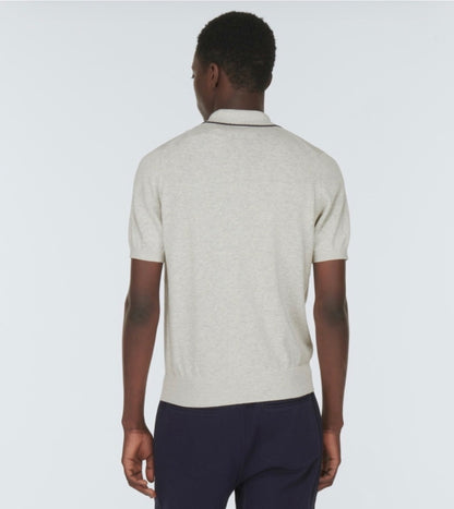 Brunello Cucinello Men’s Ribbed-knit cotton polo shirt