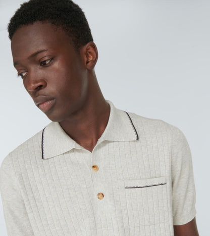 Brunello Cucinello Men’s Ribbed-knit cotton polo shirt