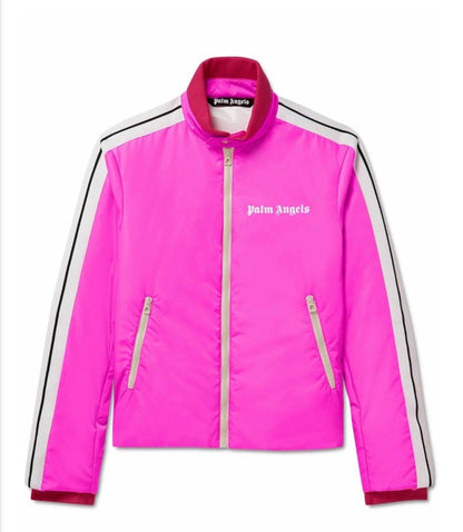 Palm Angels Logo-Print Striped Padded Shell Track Jacket - Pink