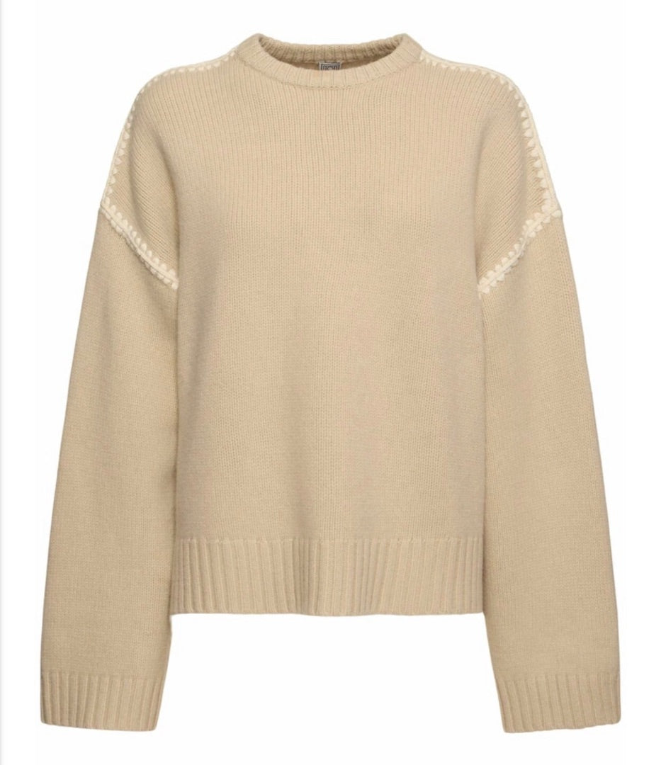 Toteme Embroidered Wool & Cashmere Knit Sweater