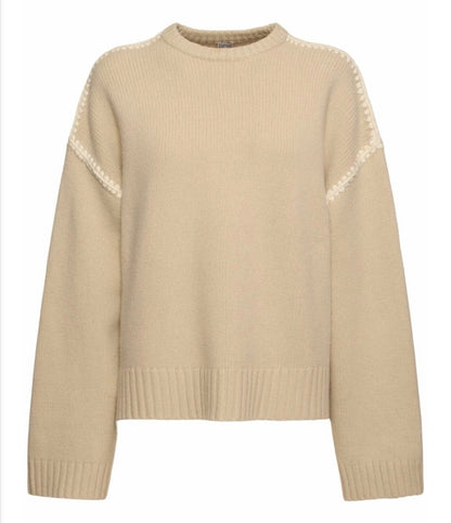Toteme Embroidered Wool & Cashmere Knit Sweater