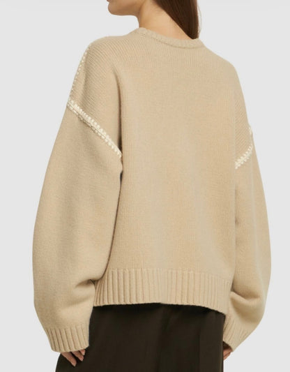 Toteme Embroidered Wool & Cashmere Knit Sweater