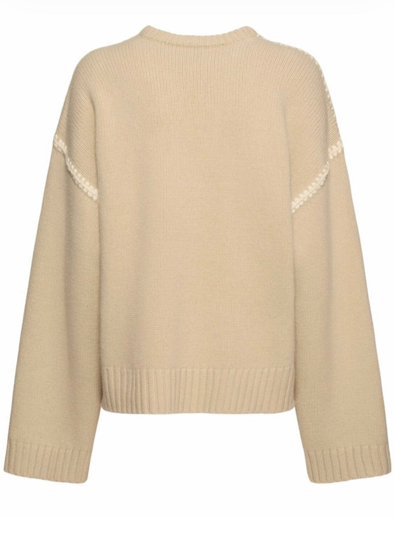 Toteme Embroidered Wool & Cashmere Knit Sweater