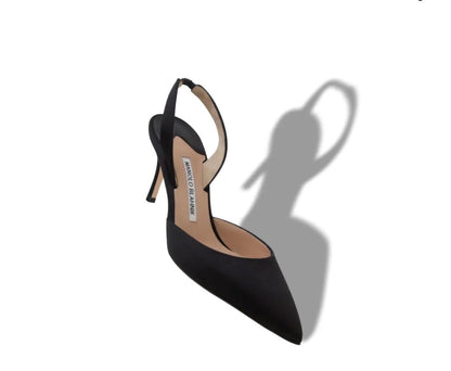 Manolo Blahnik CAROLYNE 70 Satin Slingback Pumps