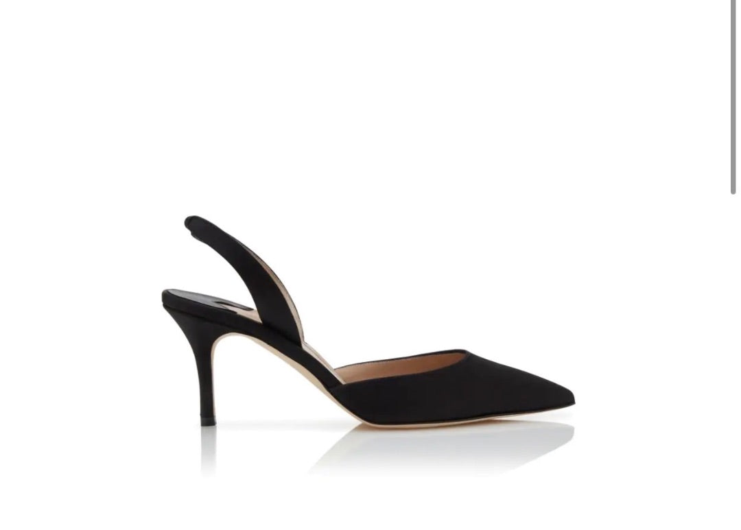 Manolo Blahnik CAROLYNE 70 Satin Slingback Pumps