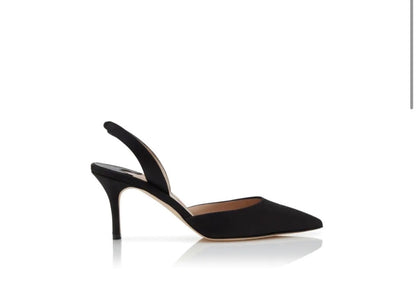 Manolo Blahnik CAROLYNE 70 Satin Slingback Pumps