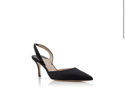 Manolo Blahnik CAROLYNE 70 Satin Slingback Pumps