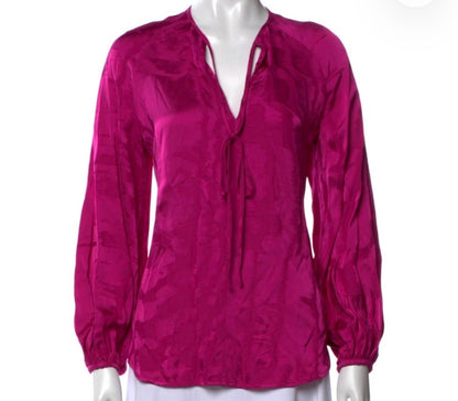 Silvia Tcherassi Bannon Jacquard tie front long sleeve Blouse