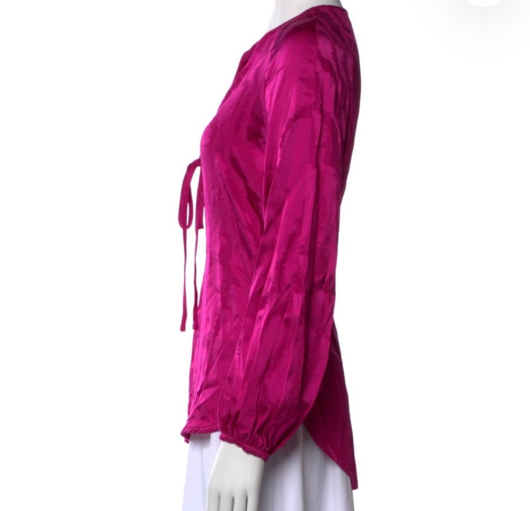 Silvia Tcherassi Bannon Jacquard tie front long sleeve Blouse