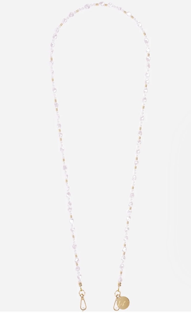 La Coque Francaise Liviya White Pearl Cell phone chain
