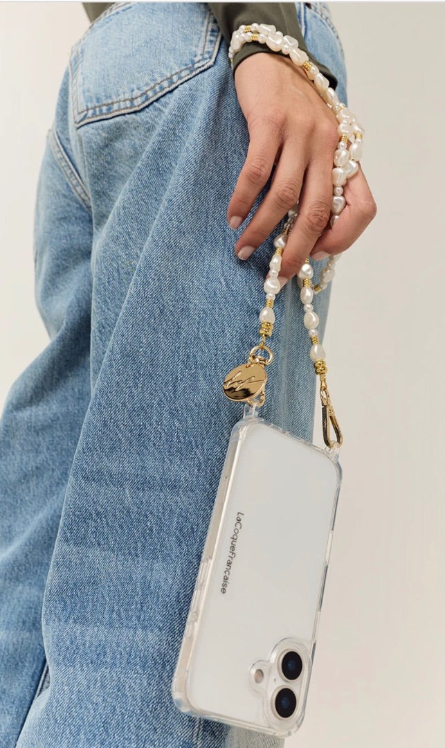 La Coque Francaise Liviya White Pearl Cell phone chain