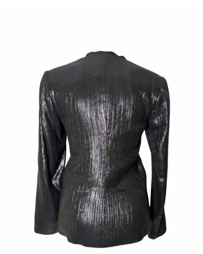 Smythe Ruched Metallic Jacket in Black Lamé