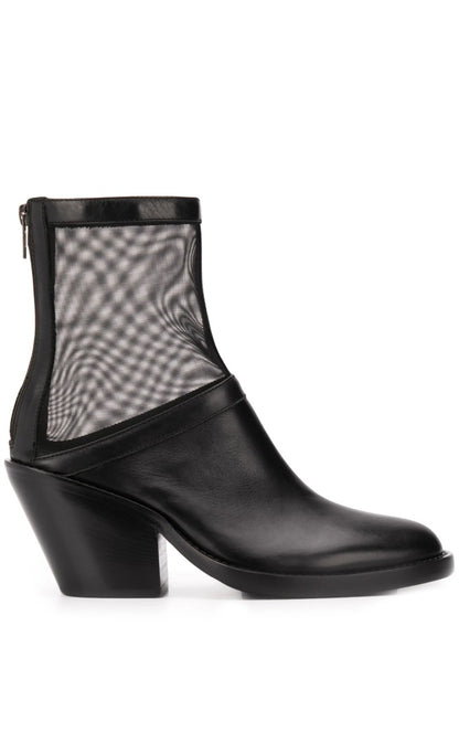 Anne  Demeulemeester Leather and Mesh Panel Boots