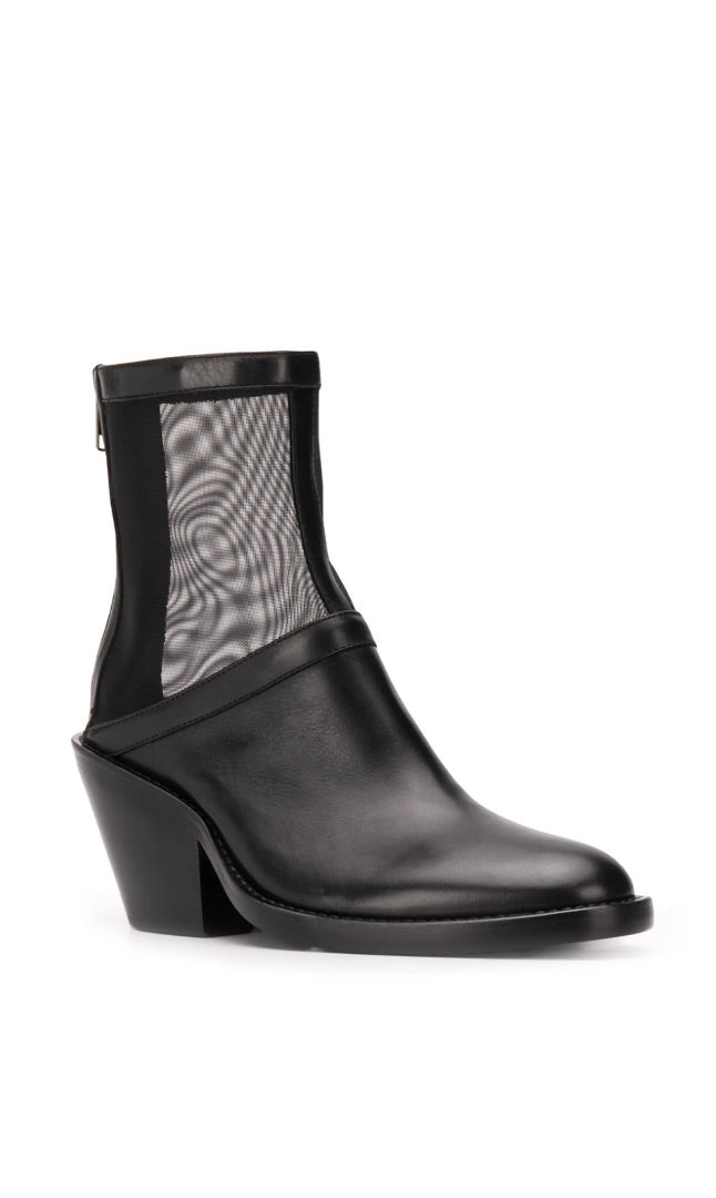 Anne  Demeulemeester Leather and Mesh Panel Boots