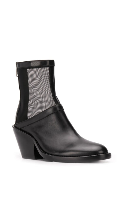 Anne  Demeulemeester Leather and Mesh Panel Boots