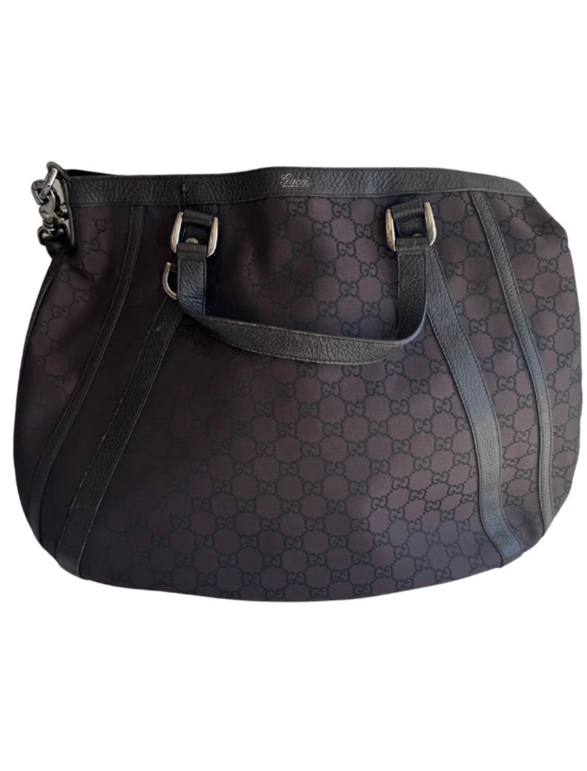 Gucci Black GG Canvas Abbey Convertible Hobo Bag