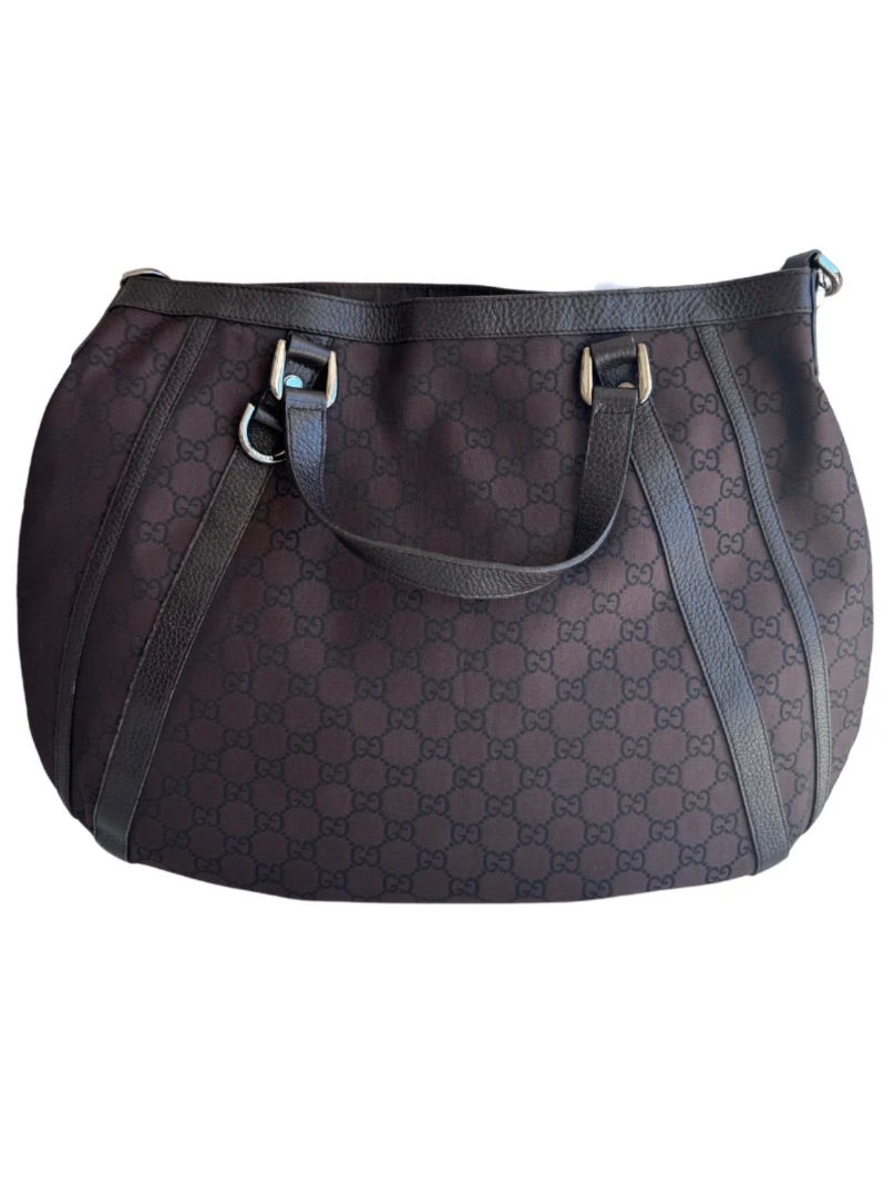 Gucci Black GG Canvas Abbey Convertible Hobo Bag