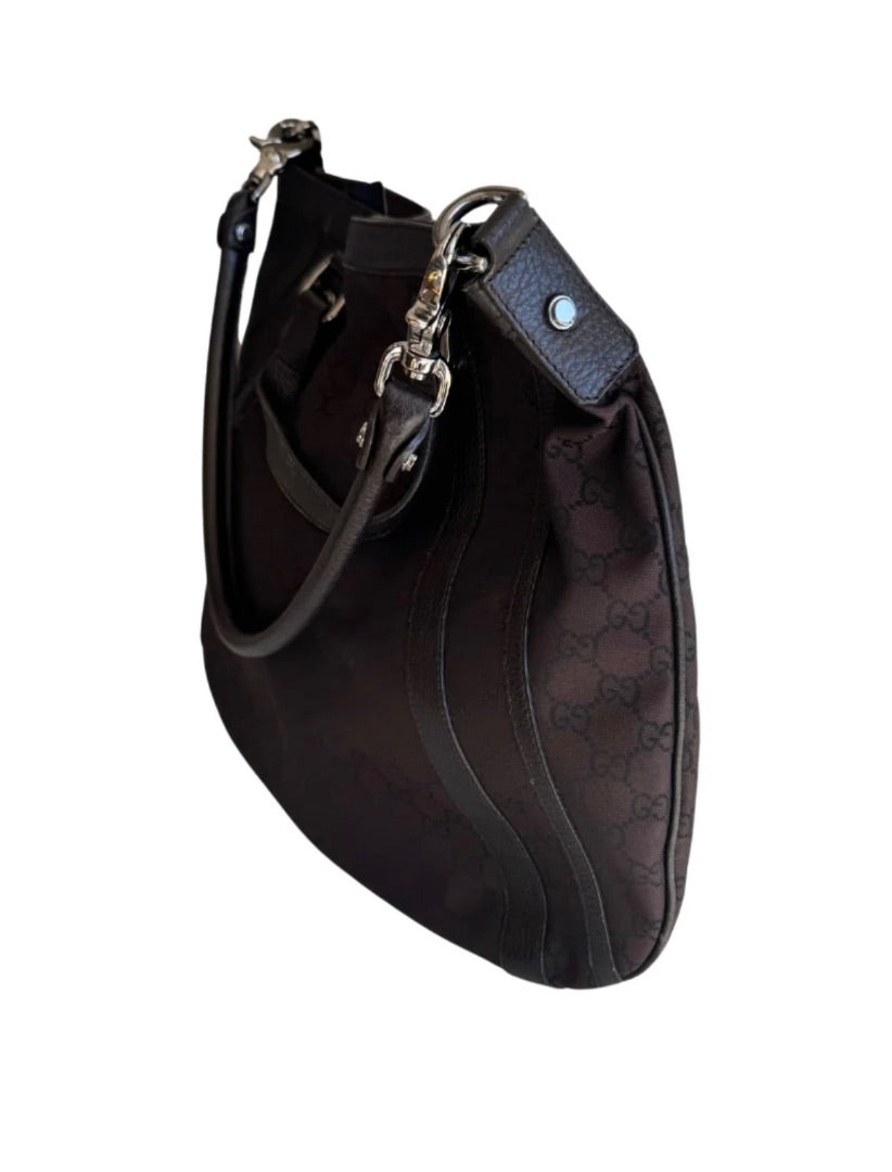 Gucci Black GG Canvas Abbey Convertible Hobo Bag