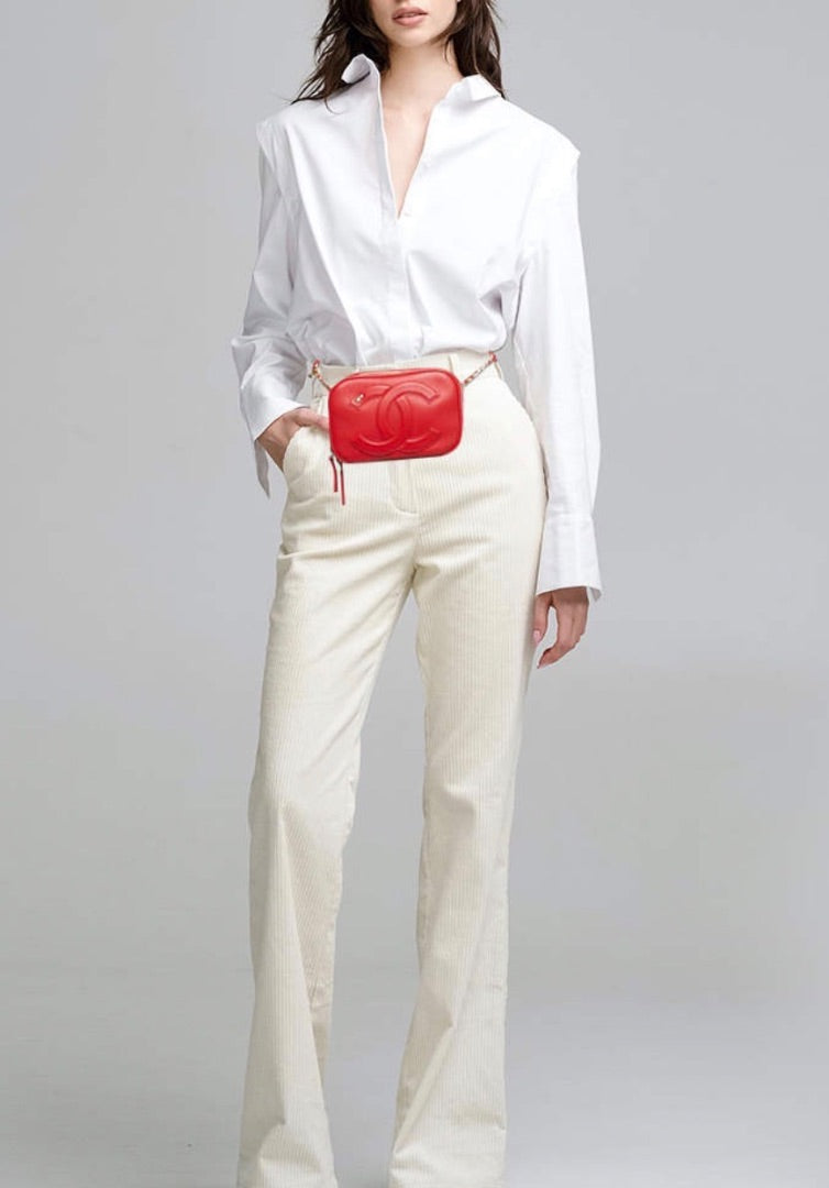 Chanel CC Mania Waist Bag crafted from lambskin leather