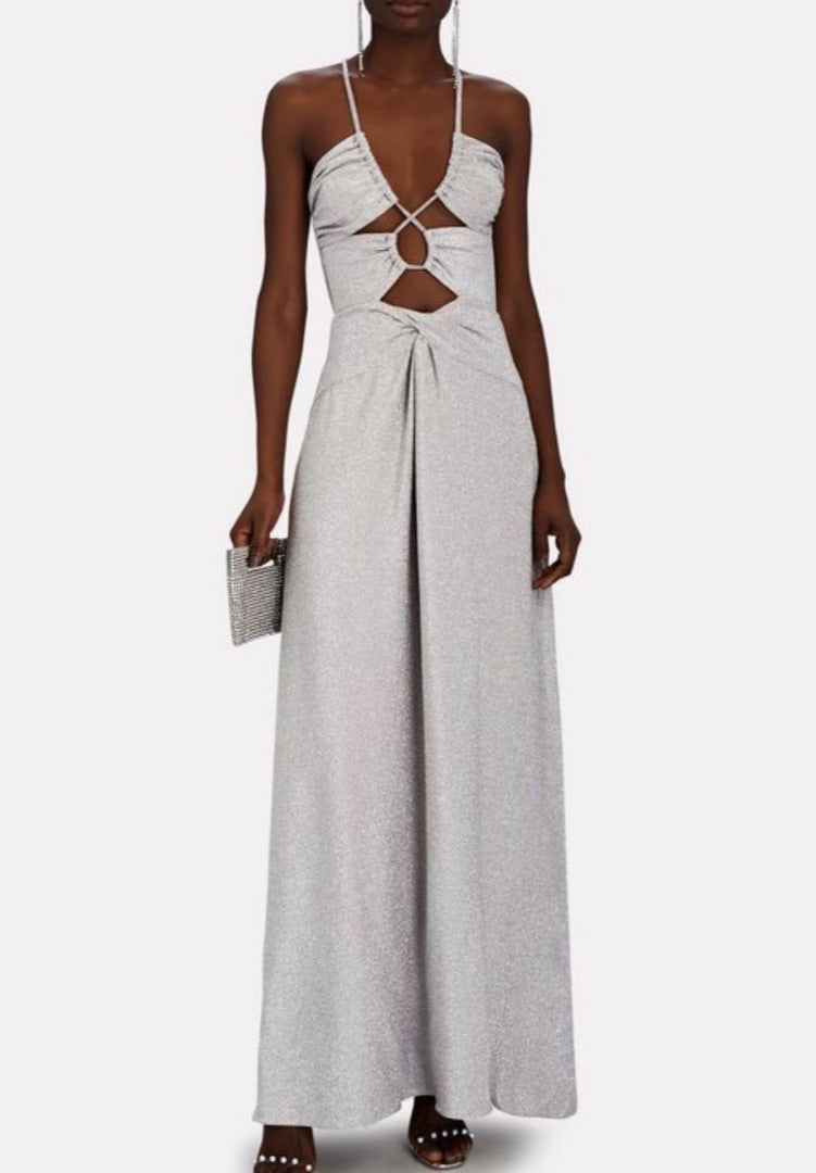 PatBO Cut-out Lurex Maxi Dress