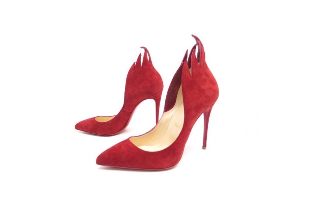 Louboutins Victorina Red Suede Flame