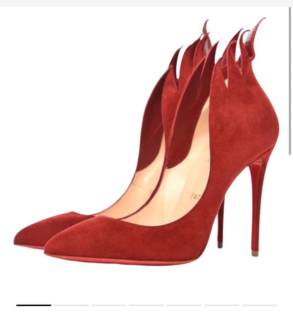 Louboutins Victorina Red Suede Flame