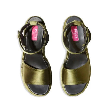 Emilio Pucci Pucciami Platform Sandals in green satin