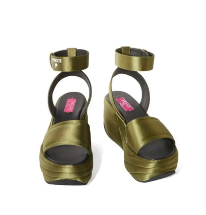 Emilio Pucci Pucciami Platform Sandals in green satin