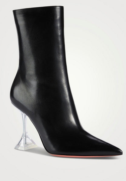 Amina Muaddi Giorgia Leather Ankle Boots