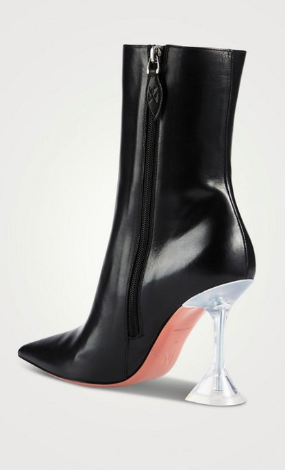 Amina Muaddi Giorgia Leather Ankle Boots