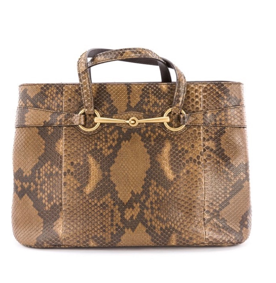 Gucci Horsebait Python Tote