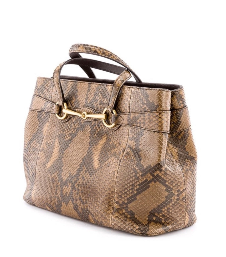 Gucci Horsebait Python Tote