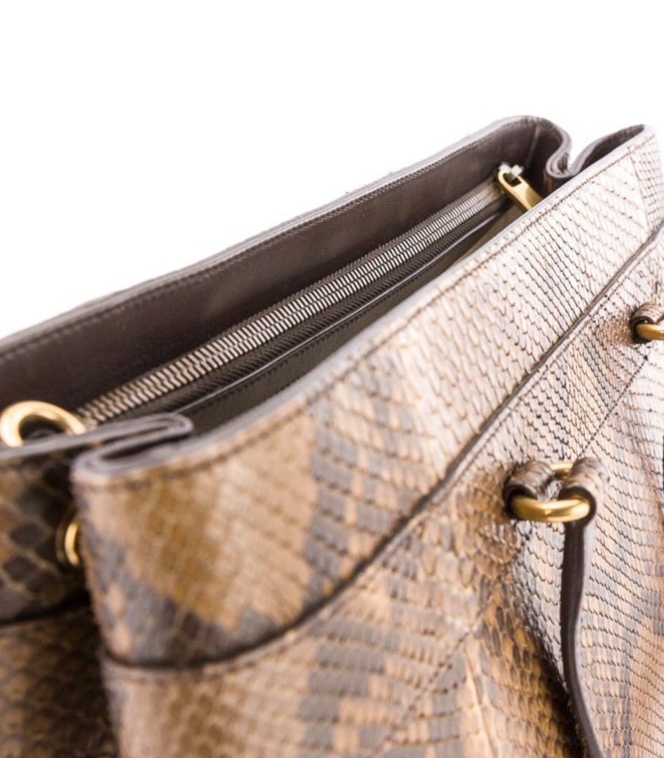 Gucci Horsebait Python Tote