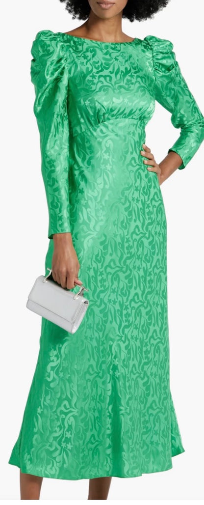 Saloni Alena Silk-Satin Jacquard Dress