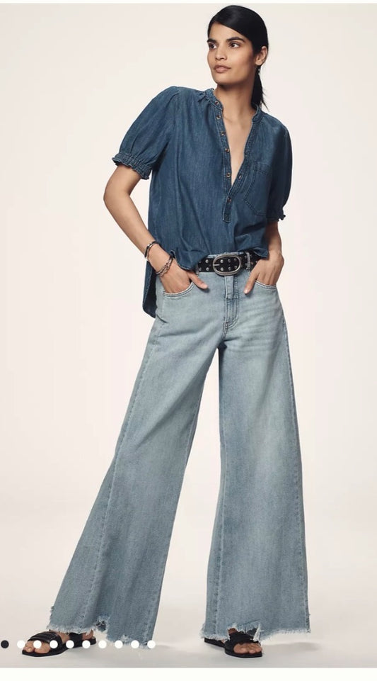 Pilcro The Adi Regenerative Cotton Mid-Rise Flare
