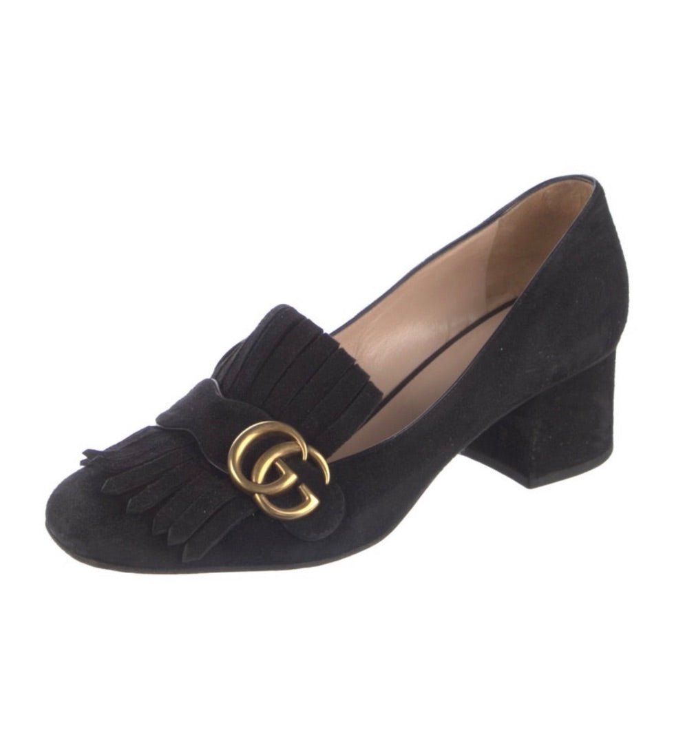Gucci Suede GG Marmont pumps