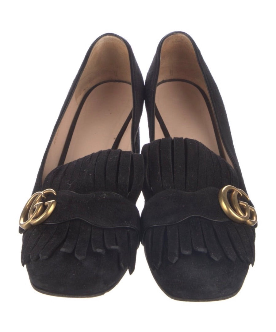 Gucci Suede GG Marmont pumps
