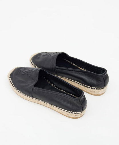 YSL monogram espadrilles featuring an embossed interlocking YSL logo